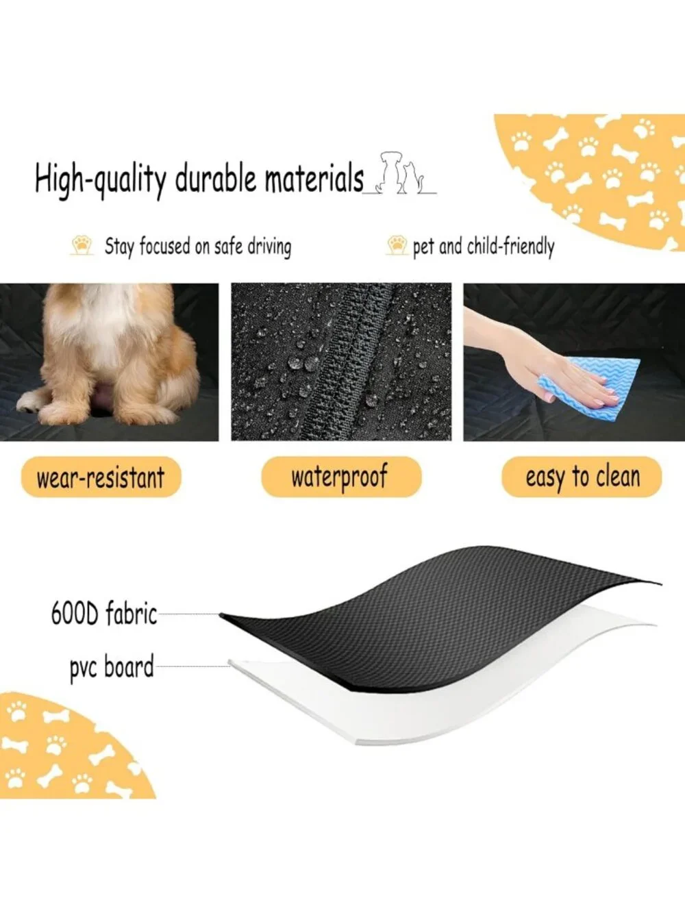 Heavy Duty Dog Car Hammock - Waterproof, Scratch-Resistant Pet Mat with Toys